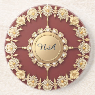Ornates goldenes Blumendesign Getränkeuntersetzer