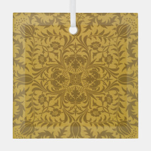Ornates goldenes Blumenmuster mit symmetrischen Ornament Aus Glas
