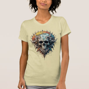 Ornates Kosmisches Totenkopf-Gotisches-Barock-Mand T-Shirt