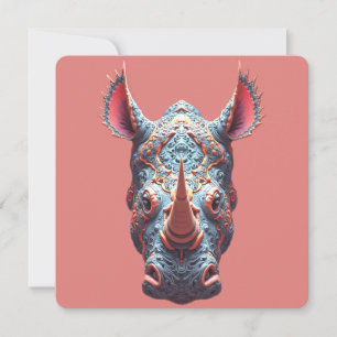 Ornates Rhino-Porträt - psychedelische Geistermask Einladung
