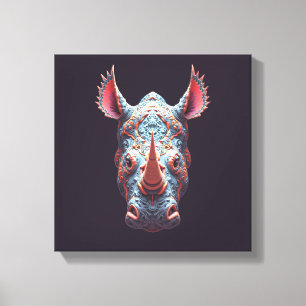 Ornates Rhino-Porträt - psychedelische Spirit-Mask Leinwanddruck