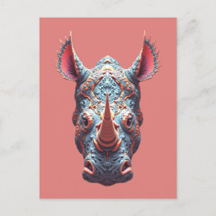 Ornates Rhino-Porträt - psychedelische Spirit-Mask Postkarte