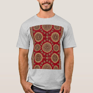 Ornates rotes Medaillon-Vintage-Teppichmuster T-Shirt