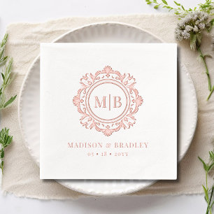 Orné Floral Monogramme Mariage Élégant Rose Or