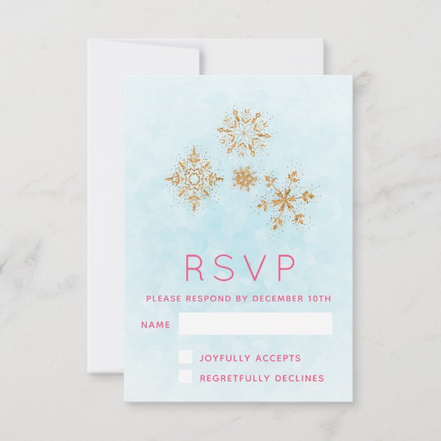 Orné Golden Snowflakes sur Blue Festive RSVP (Devant)