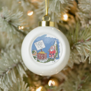 Ornement à boule en céramique 'Non à Santa'