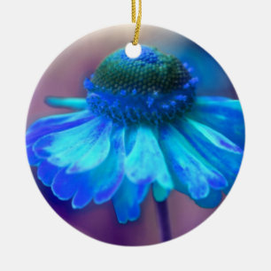 Ornement à fleurs bleu doux de Zinnia