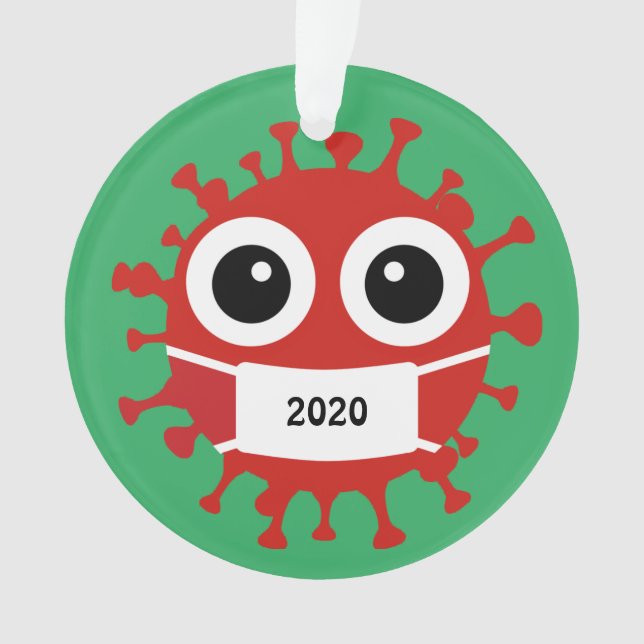 Ornement Acrylique Coronavirus Masqué (devant)