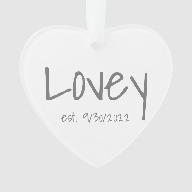 Ornement acrylique date établie Lovey (devant)