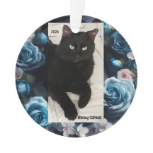 Ornement acrylique de chat noir - Catmas de la moe
