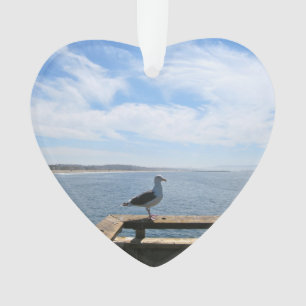 Ornement acrylique de coeur de mouette pittoresque
