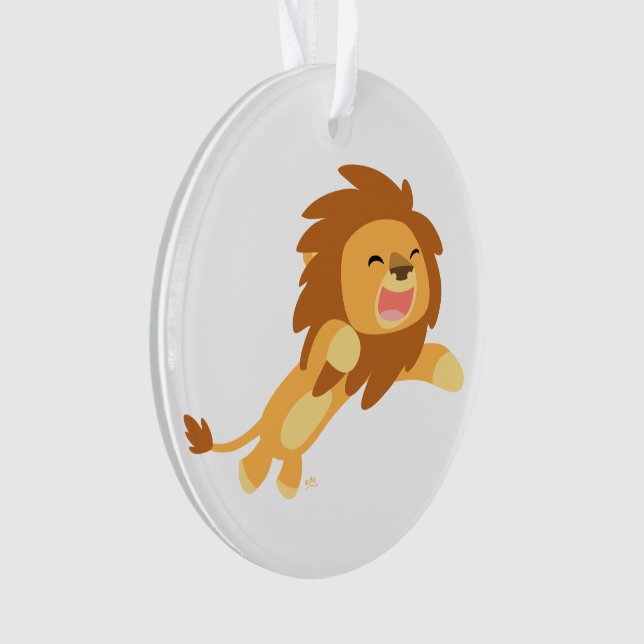 Ornement Acrylique de Lion de joyeux mignon (devant)