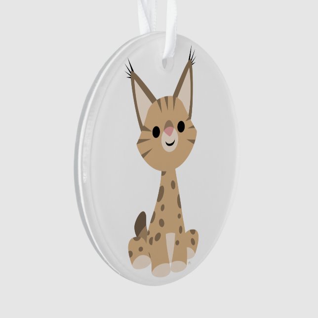 Ornement acrylique de Lynx Cartoon mignon (devant)
