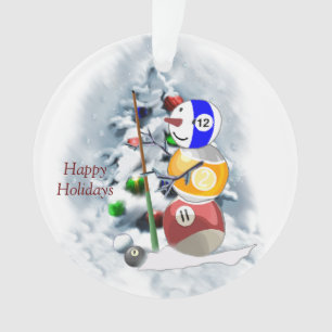 Ornement acrylique de Noël Billiards Ball Snowman