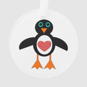 Ornement acrylique de pingouin de coeur mignon