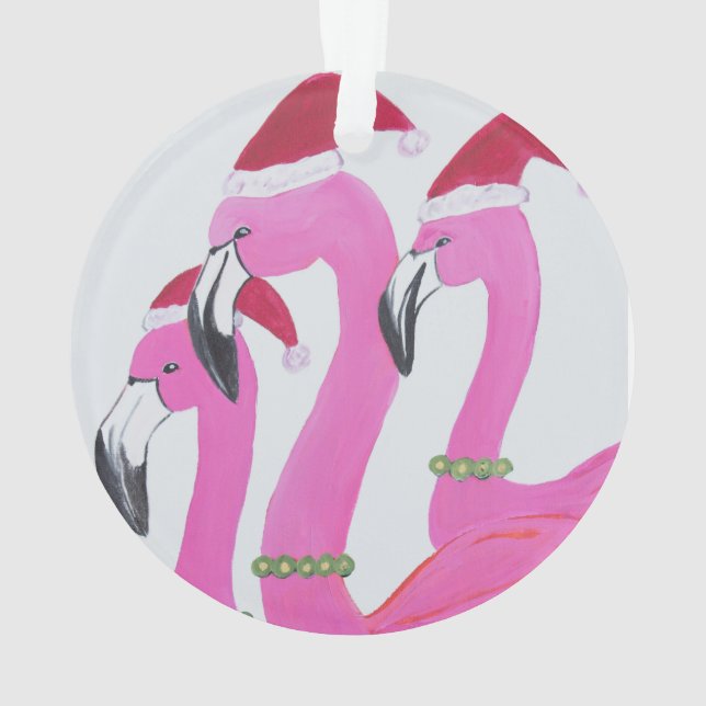 Ornement acrylique des Flamants roses de Noël (dos)