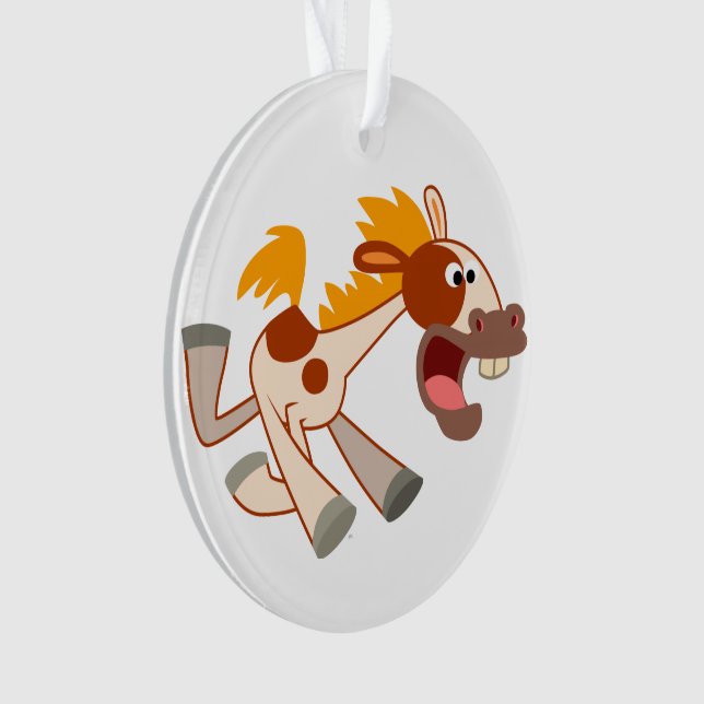 Ornement acrylique du cheval Pinto carton animé (devant)