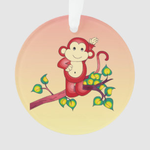 Ornement acrylique du singe rouge doux
