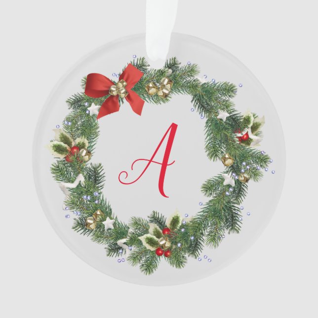 Ornement acrylique initial de la couronne de Noël (devant)