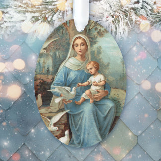 Ornement acrylique Madonna bleu français