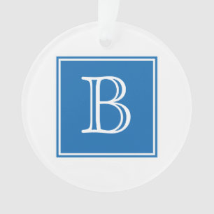 Ornement acrylique Monogramme Carré bleu