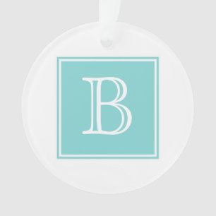 Ornement acrylique Monogramme Carré Turquoise