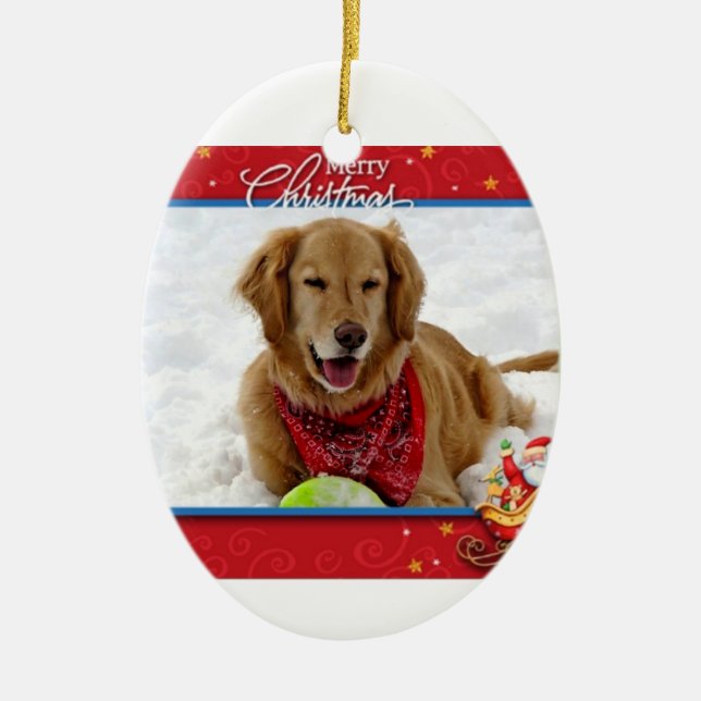 Ornement affectueux de Noël de golden retriever de (Devant)