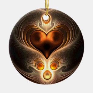 Ornement ambre de Noël de coeur d'éternité