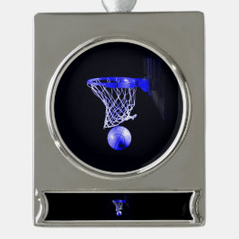 Ornement Bannière Argenté Basket bleu