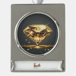Ornement Bannière Argenté Diamant clair noir