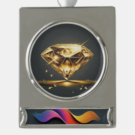 Ornement Bannière Argenté Diamant jaune