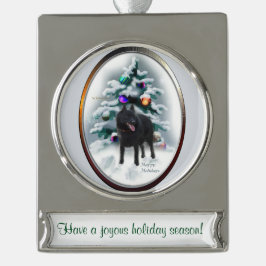 Ornement Bannière Argenté Schipperke Noël personnalisé