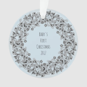 Ornement bleu-clair de Noël 2017 du bébé premiers