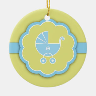 Ornement bleu de faveur de baby shower de Merci