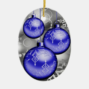 Ornement bleu de gris argenté de Noël chic
