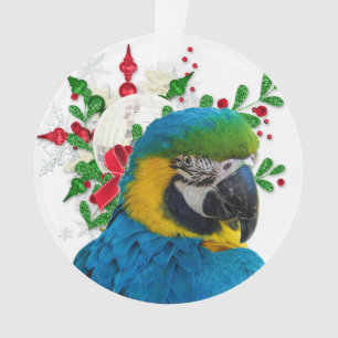 Ornement bleu de Noël de perroquet d'ara