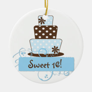 Ornement bleu de souvenir de gâteau du bonbon 16 à