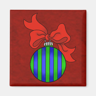Ornement bleu et vert avec dos rouge - Aimant