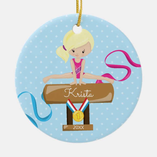 Ornement blond de Noël de gymnastique de gymnaste (Devant)