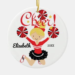 Ornement blond de pom-pom girl d'acclamation noire