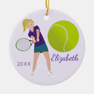 Ornement blond de souvenir de joueur de tennis