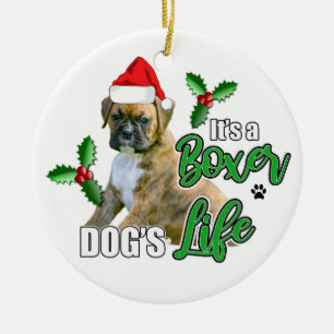 Ornement Brindle de Noël de chiot de boxeur