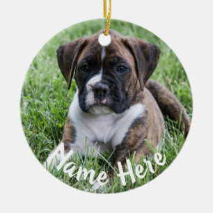 Ornement Brindle de Noël de chiot de boxeur