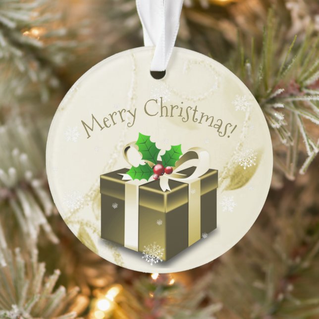 Ornement cadeau de Noël en or (Arbre)