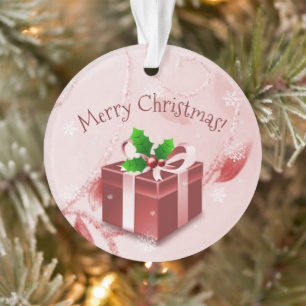 Ornement cadeau de Noël rouge