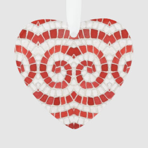 Ornement cardiaque acrylique MOSAÏQUE ROUGE