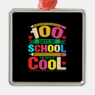 Ornement Carré Argenté 100 Jours D'École 100 Jours De Cool