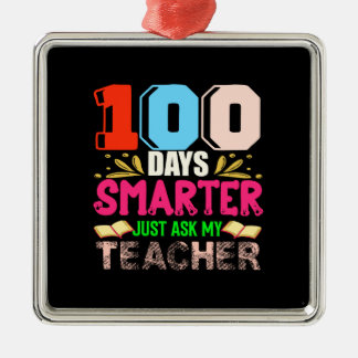 Ornement Carré Argenté 100 Jours Smarter Demandez À Mon Enseignant