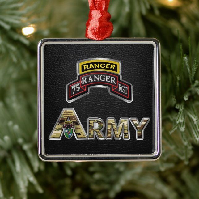 Ornement Carré Argenté 75e régiment de Rangers Noël (Arbre)