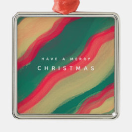 Ornement Carré Argenté Abstract Hand Painted Pattern Flat Holiday Card